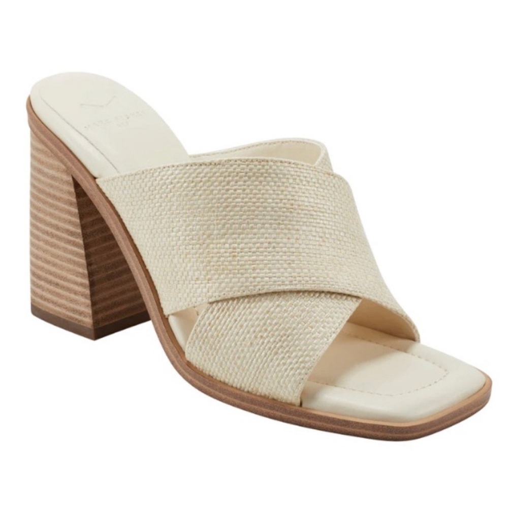 Marc Fisher Shoes : Barli Heeled Slide Sandal | Light Natural Size 7 Color Cream